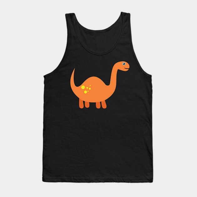 Cool Orange Apatosaurus Dinosaur. Cute Dino Cartoon. Tank Top by CoolFactorMerch